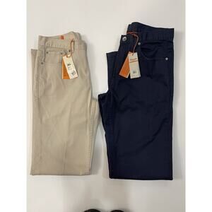 Lot Of 2 Men’s Faconnable Jeans Casual Pants KHAKI / NAVY BLUE SZ 33L NWT